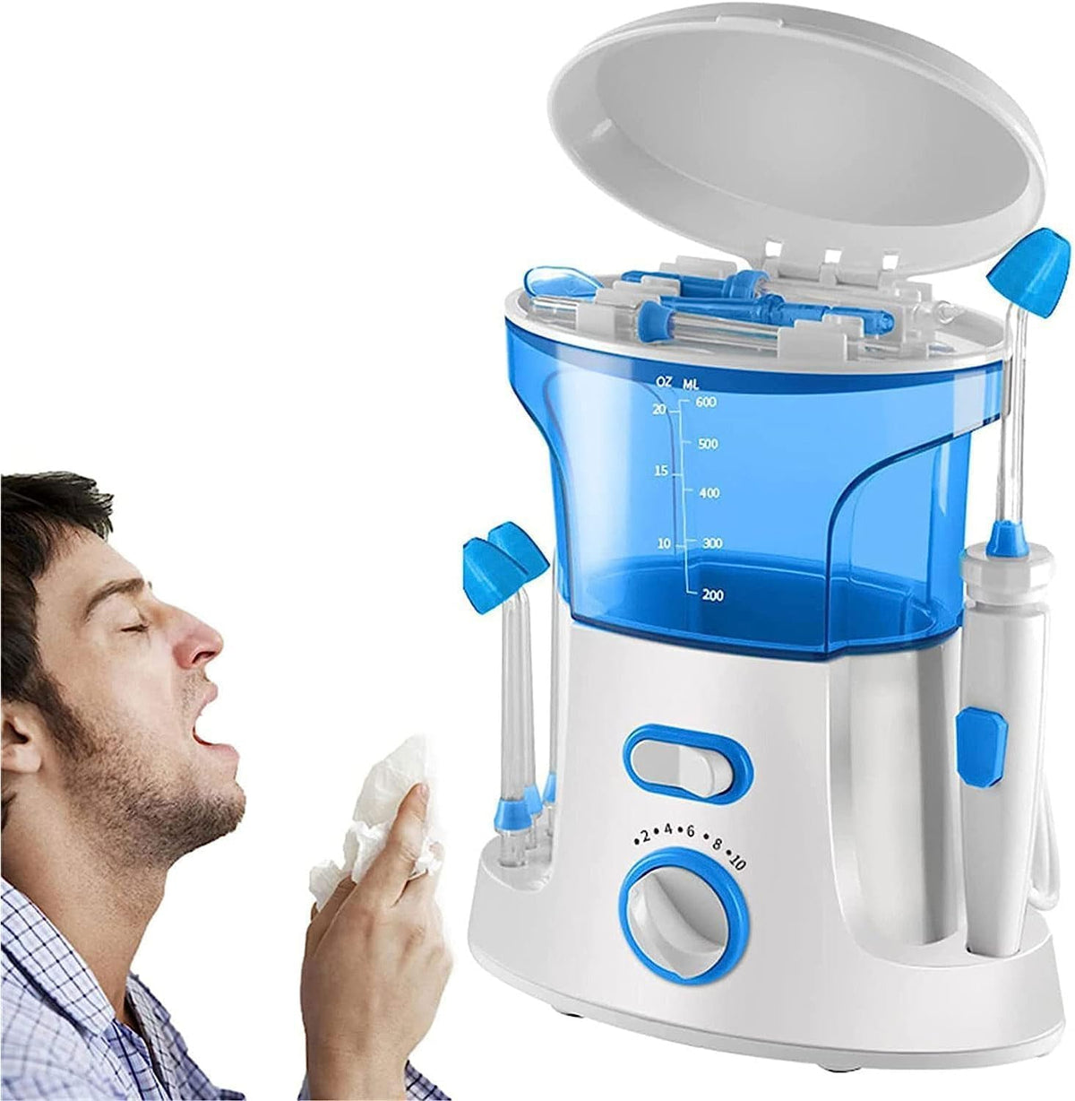 Irrigateur nasal électrique à 10 pressions, Nettoyeur de sinus pulsé avancé avec buse rotative à 360°