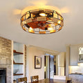 Ventilateur Plafond Avec Lumiere Et La Télécommande Plafonnier Vintage Industriel Cage Fer Salon E27 Éclairage Plafond Rétro Lustres Salle À Manger