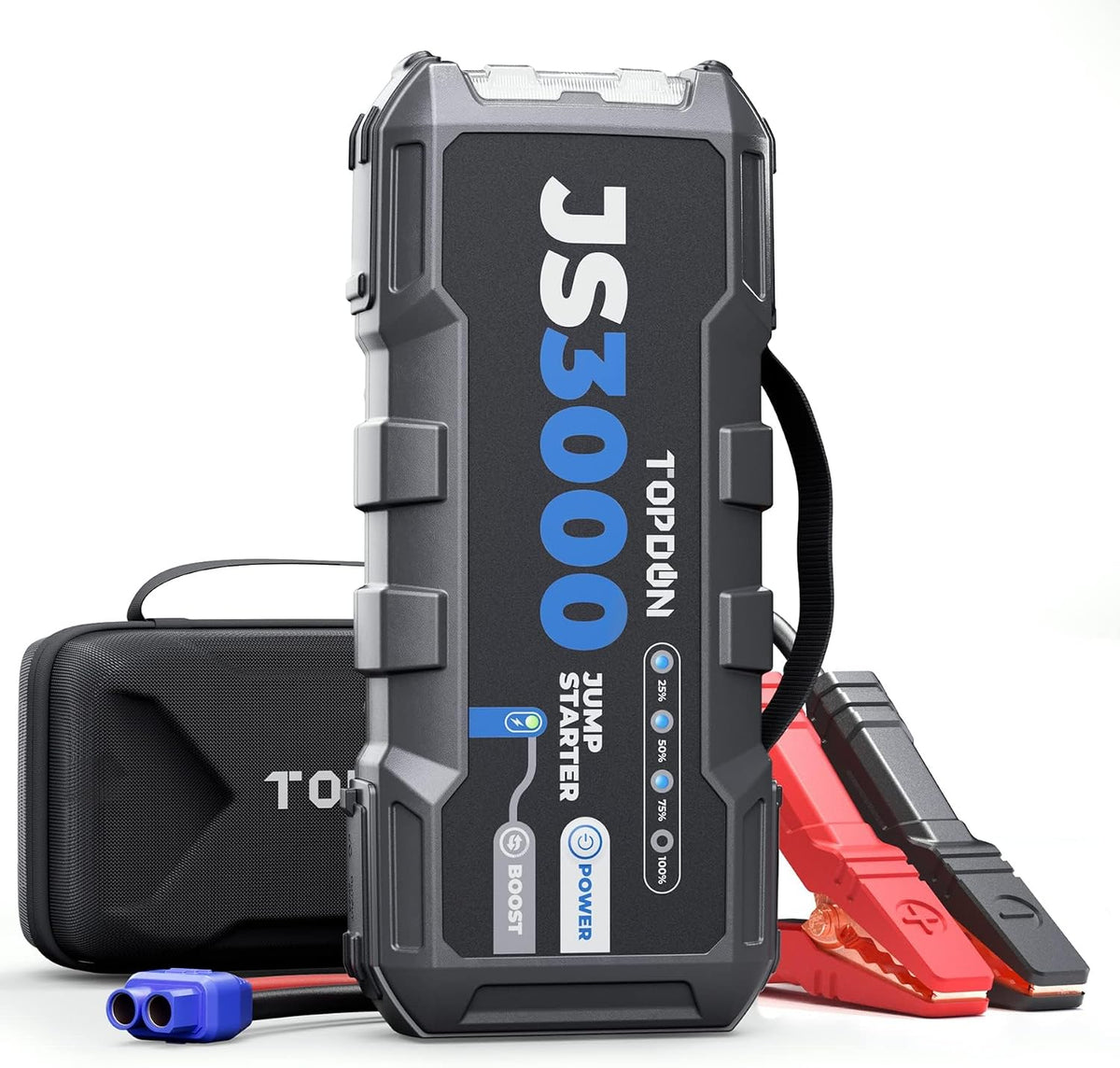 TOPDON Booster Batterie 3000A 24000mAh Démarreur de Batterie, JS3000 Portable Jump Starter pour Véhicule ( Jusqu'à 9L Essence /7L Gazole) Démarrage