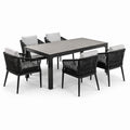 Ensemble de repas extérieur 6 places en aluminium et polywood avec chaises en corde synthétique