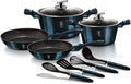 Berlinger Haus Aquamarine Batterie de Cuisine Induction 10 Pièces Antiadhésive Marbre sans PFOA, Aluminium