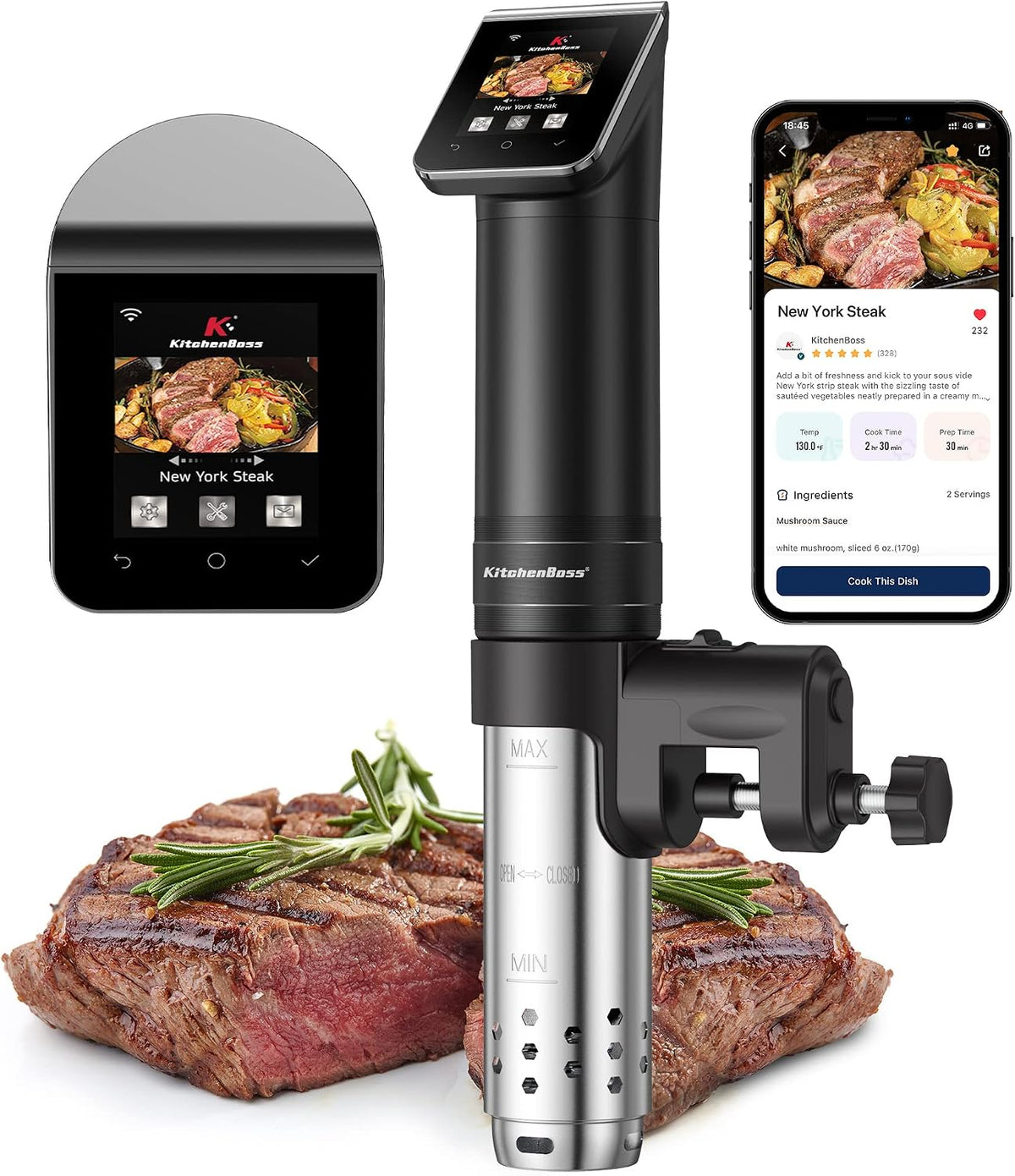 KitchenBoss Thermoplongeur WLAN Cuiseur Sous Vide: G330 Wifi Cuisson Sous Vide, 1100W