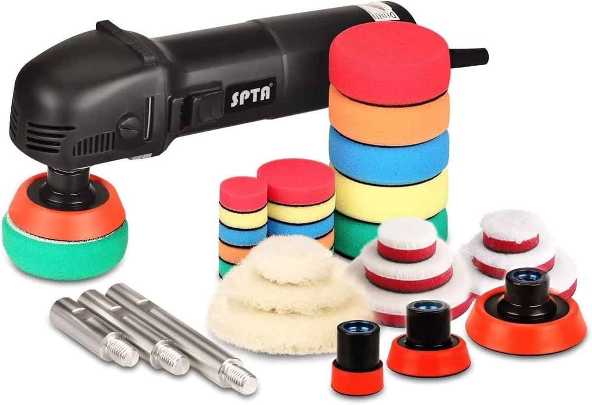 SPTA Mini Polisseuse, 780W Machine à polir, Polissage, Vitesse Variable , Tampon du Soft-Start et Orbite, 25mm/50mm/80mm Polissage de Tampon