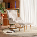 Générique Fauteuil à Bascule en Tissu Peluche, Chaise a basule avec Appui-tête, Poche latérale et Repose-Pieds, Rocking Chair