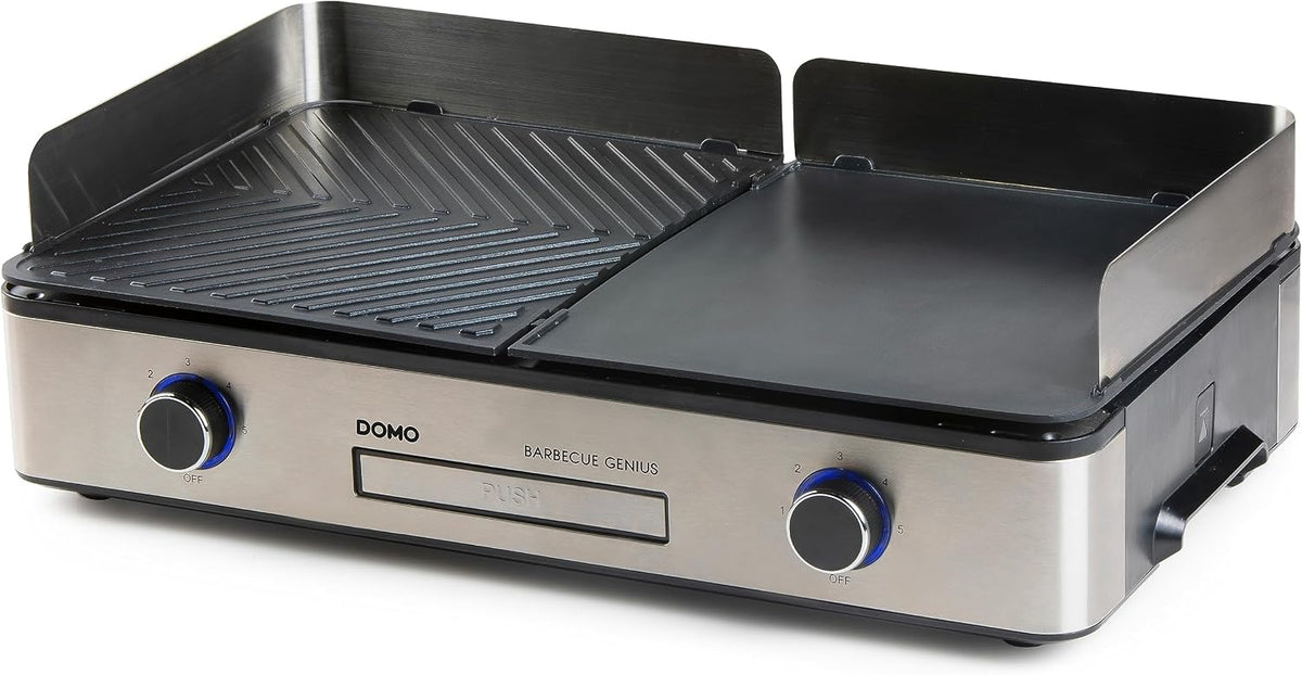 DOMO DO9259G Plancha Électrique, Barbecue de table avec Plaque à rôtir électrique et Double Plaque de cuisson