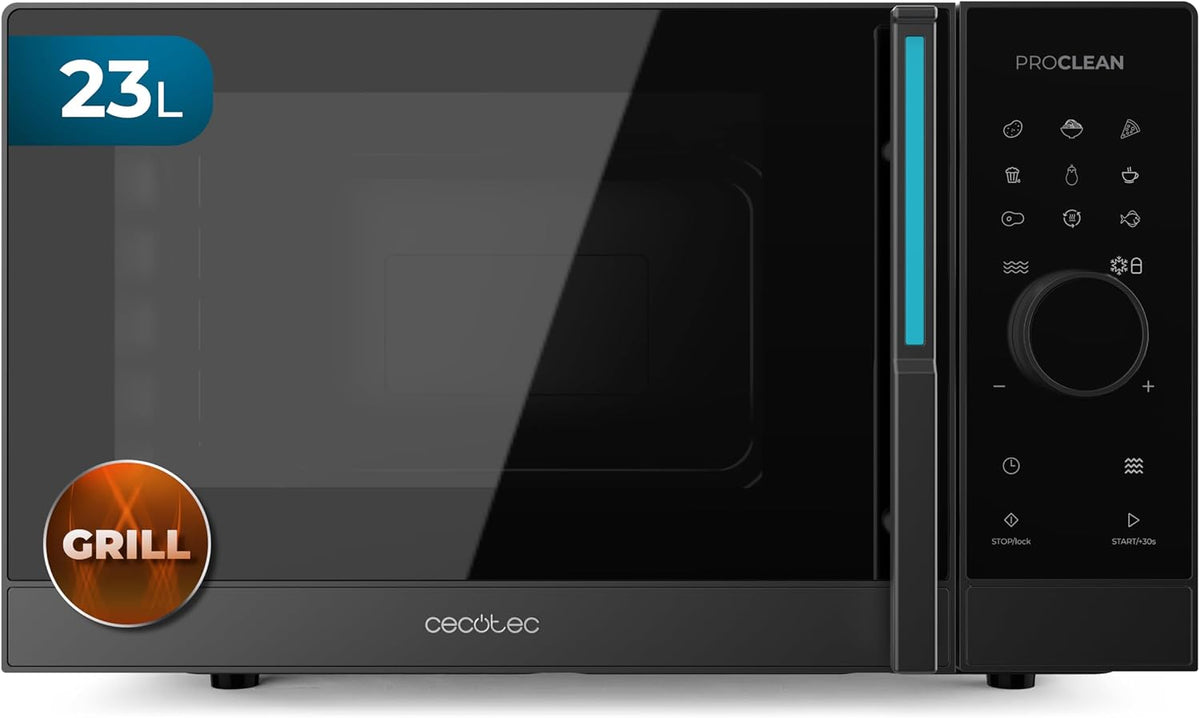 Cecotec Micro-ondes Professionnel Capacité 23L Proclean 6120 Gril 1000W, 800W Micro-ondes + 1000W Gril, 8 Programmes, Décongélation