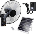 Ventilateur Solaire Extérieur Mural Pour Terrasse, 5 Pales 3 Vitesses Oscillant 90°, Télécommande, Pour Chambre Camping Jardin Maison