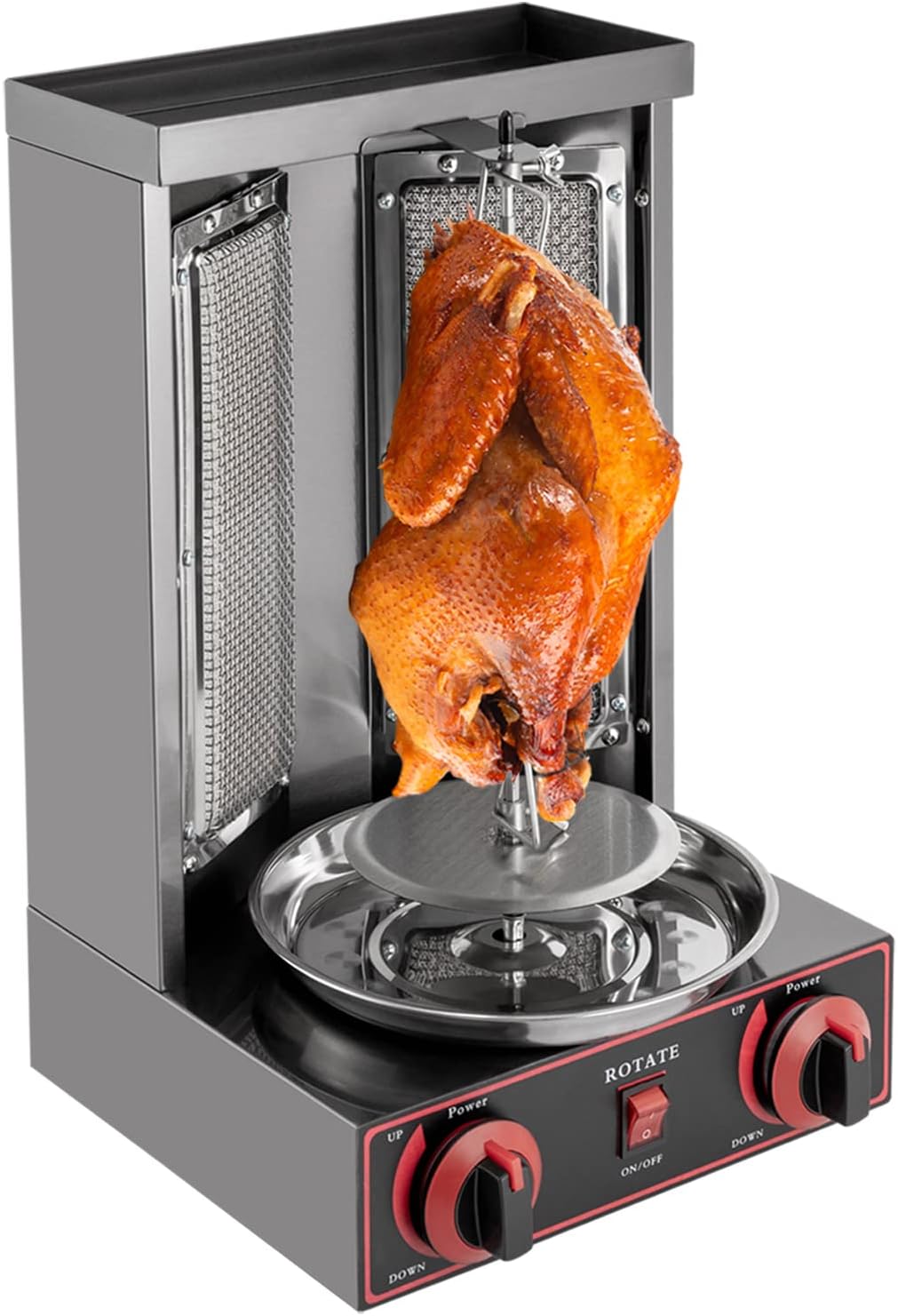 Machine Kebab Gaz 3000W, Tournebroche Vertical Professionnel avec Rotation 360°, Rôtissoire à Döner Grande Capacité 8kg