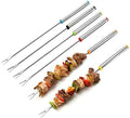 BASII 6PCS Barbecue Signe Allongé en Acier Inoxydable Kebab Signe Barbecue Brochette en Plein Air Barbecue Brochette Outil Pas Cher Barbecue