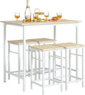 SoBuy Set de 1 Table + 4 Tabourets, Ensemble Table de Bar Bistrot + 4 Tabourets avec Repose-Pieds, Table Haute, Mange-Debout pour Salle à Manger