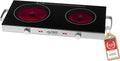TZS First Austria - Plaque de cuisson double infrarouge vitrocéramique TOUS types de casseroles 2800W - Mini réchaud électrique pour déménagement