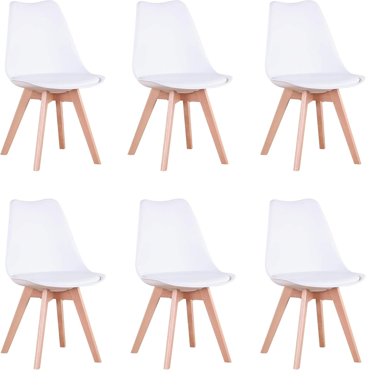 GrandCA HOME Lot de 6 Chaises de Salle à Manger Scandinaves avec Assise Rembourrée et Pieds en Bois en Métal, Chaises de Cuisine pour Chambre, Salon
