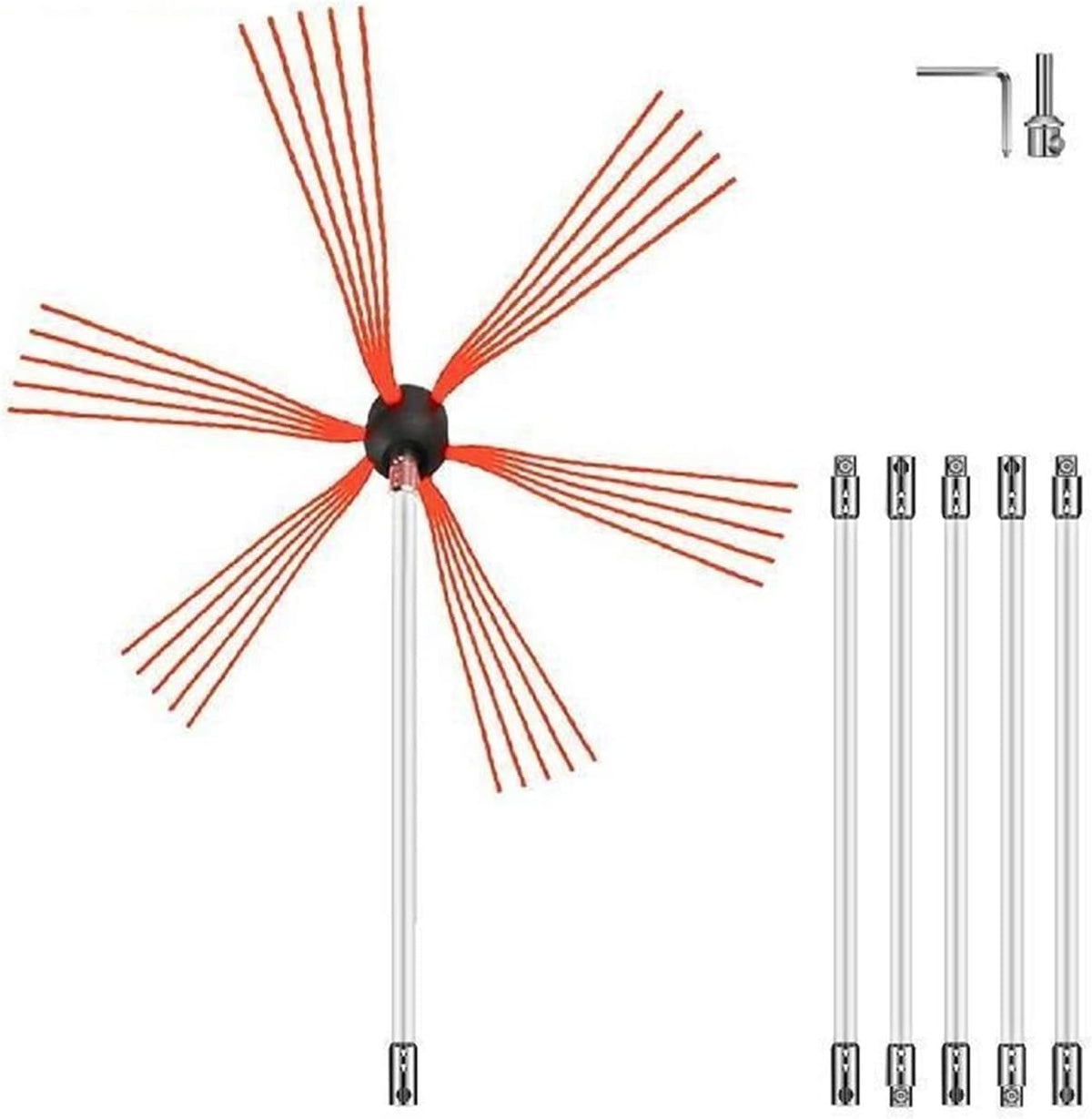 Nettoyeur de cheminée ensemble de balayage perceuse électrique en Nylon entraînement baguette Flexible tête de brosse rotative for balayer la suie
