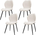 LEWE Lot de 4 Chaises de Salle à Manger en Lin, Style Quadrillé avec Pieds en Métal, Tapissées, Moderne
