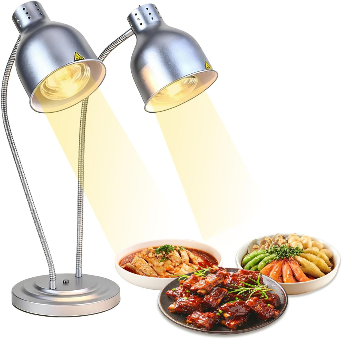 Lampes Chauffantes Alimentaires - Tuyau RéGlable à 360° - 2 Lampes Chauffantes Infrarouges De 250 W - Extensible Jusqu'à 70 Cm - pour Cuisine Buffet