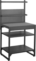 sweeek - Cuisine extérieure acier 2 étagères 2 plateaux et support mural L80cm noir - Kea