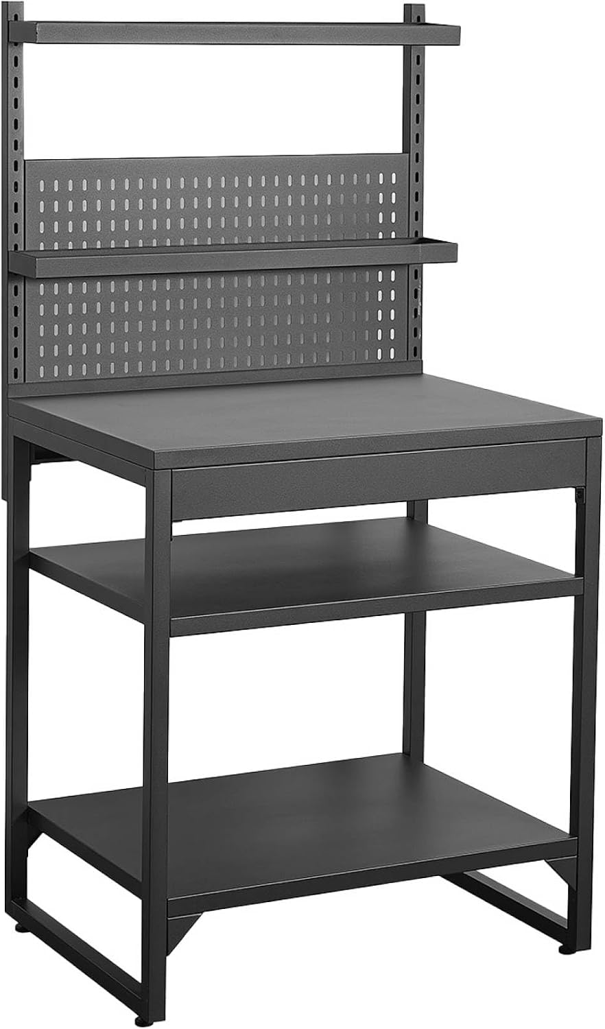 sweeek - Cuisine extérieure acier 2 étagères 2 plateaux et support mural L80cm noir - Kea