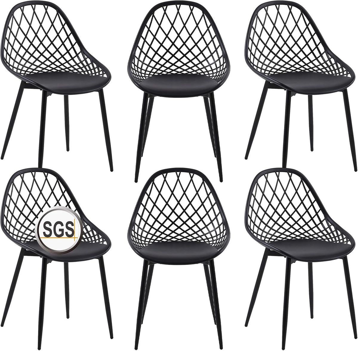 Lot de 6 chaises de Jardin, de terrasse, avec Pieds en métal, Repose-Pieds réglable, pour l'extérieur, la Plage, Le Balcon, la Salle à Manger