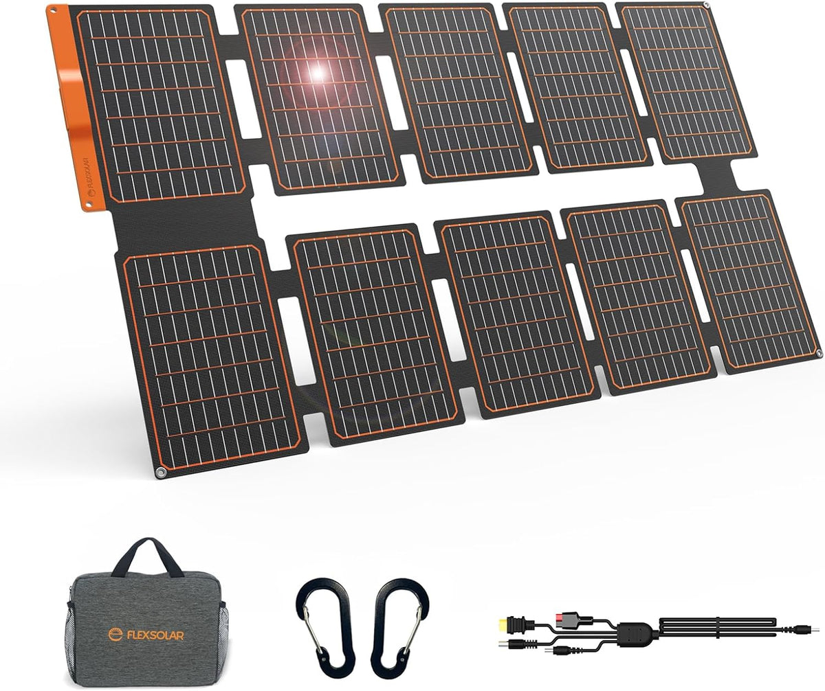 FlexSolar Panneau Solaire 100W, Chargeur Solaire Pliable Kit Monocristallin