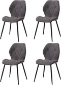 GrandCA HOME Lot de 4 Chaises de Salle à Manger, Chaises de Cuisine Nordiques, Chaises Rembourrées avec Pieds en Métal, Coussins en Tissu Losange