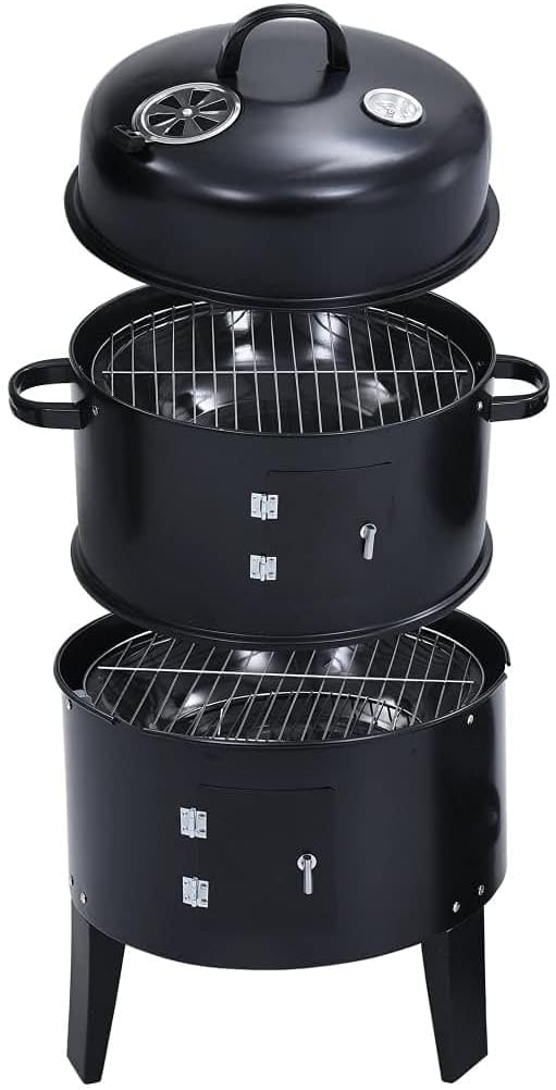 ShGaxin Barbecue fumoir à charbon 3 en 1, charbon de bois, fumoir barbecue, barbecue au charbon et le?a, 40 x 80 cm