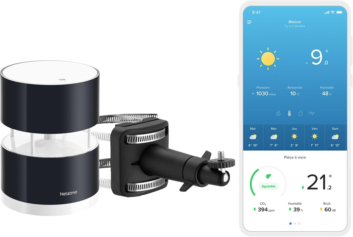 Netatmo Pack Anémomètre Connecté sans-fil pour la Station Météo + Support