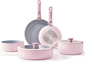 ensemble de casseroles poêles 9 pièces antiadhésive avec poignée amovible, ensemble de cuisinière en céramique avec couvercle, non toxique four sûr