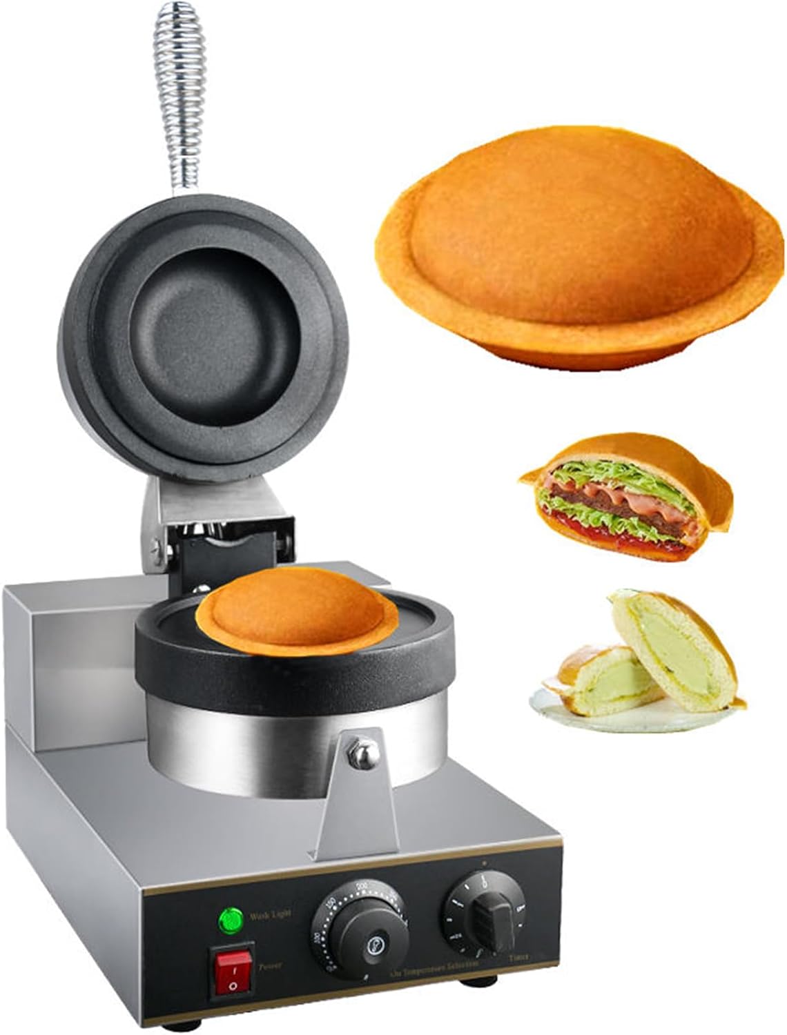 Machine à Hamburger électrique antiadhésive 1300 W - Gaufrier Commercial Double Face Contrôle Température 50-300 - Chauffage