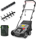LEHMANN Scarificateur Électrique 2-en-1, 1800 W, Largeur de Travail 38 cm, Réglage de Profondeur sur 5 Niveaux, 3500 TR/Min, Bac 48 L
