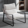 Fauteuil de Salon Moderne en Chenille Fauteuil Chambre Confortable avec Cadre en Métal, Chaise Relax pour Salon/Chambre, Beige
