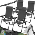 TecTake Lot de 4 Chaise Pliante Camping Fauteuil Pliable Gris Chaise de Plage Ultra léger en Aluminium avec Dossier inclinable & appuie-tête Idéal