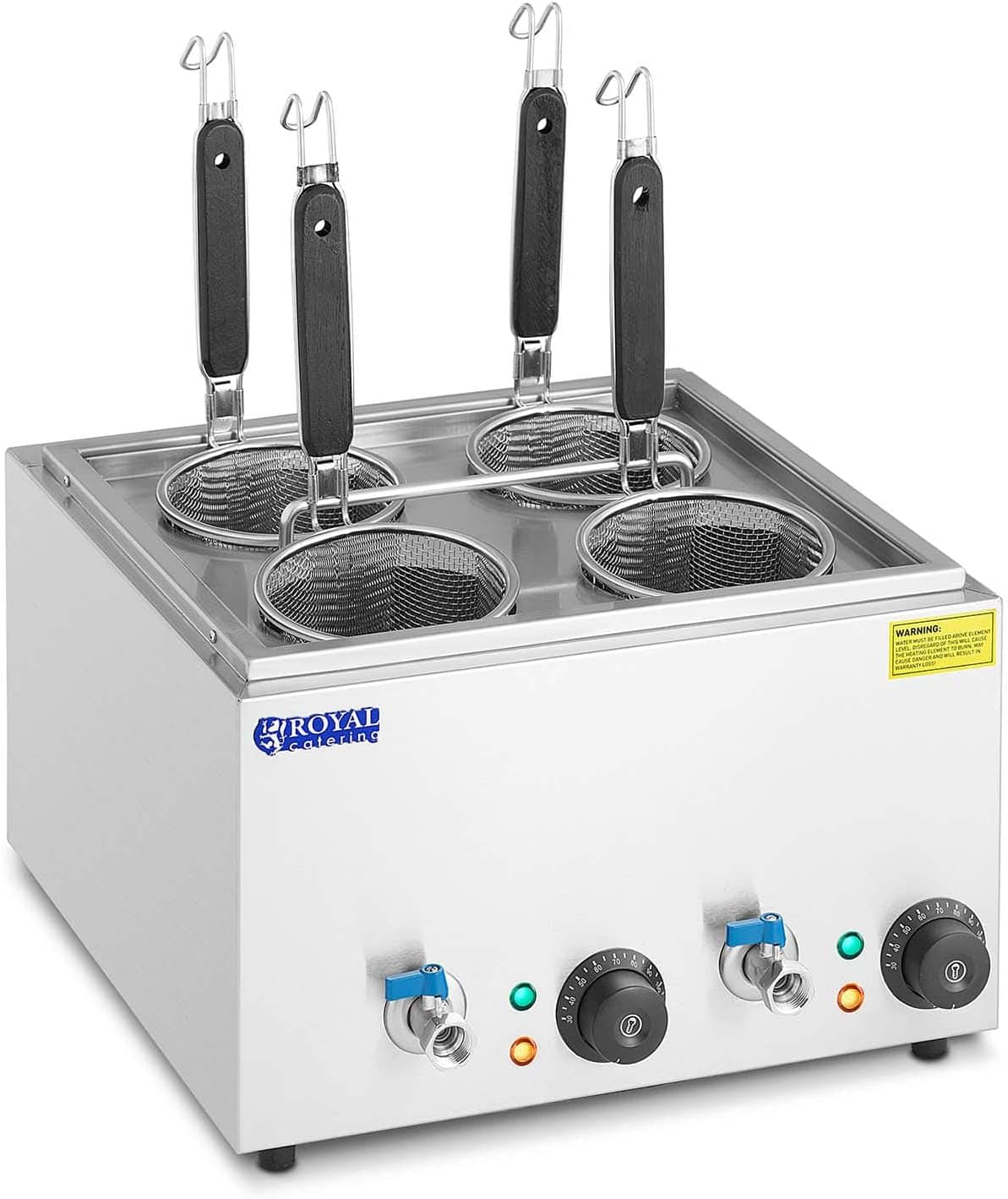 Royal Catering RC-0042 Cuiseur à pâtes (4 paniers, Puissance : 3 000 W, Plage de température : 30 - 110 °C)