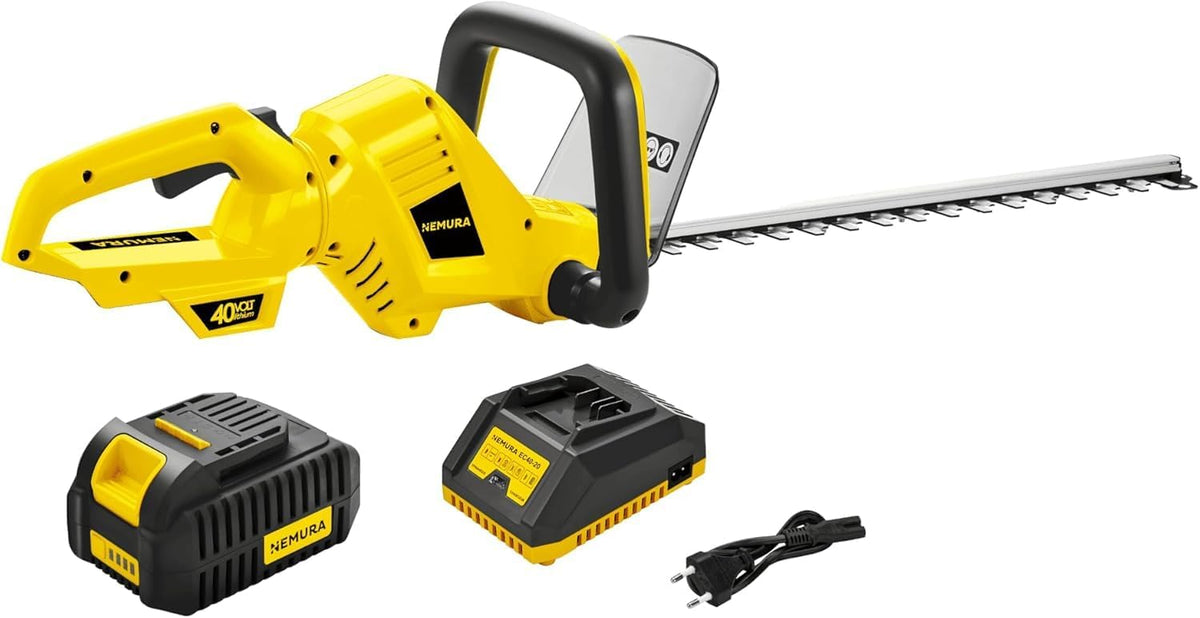 Nemura Taille-Haie Électrique 40V 1 Batterie 2Ah Compatible - Longueur de Coupe 56cm - Moteur Brushless - Chargeur Rapide