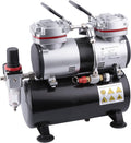 Fengda Compresseur Aerographe Professionnel FD-196 avec réservoir d'air / Régulateur de pression / 3,5L / 6 bars / Arrêt Auto
