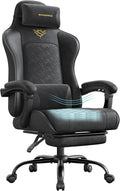 SONGMICS Chaise Gaming, Chaise de Bureau, Ergonomique, Fauteuil Gaming, Coussin d'Assise à Ressorts, Repose-Pieds
