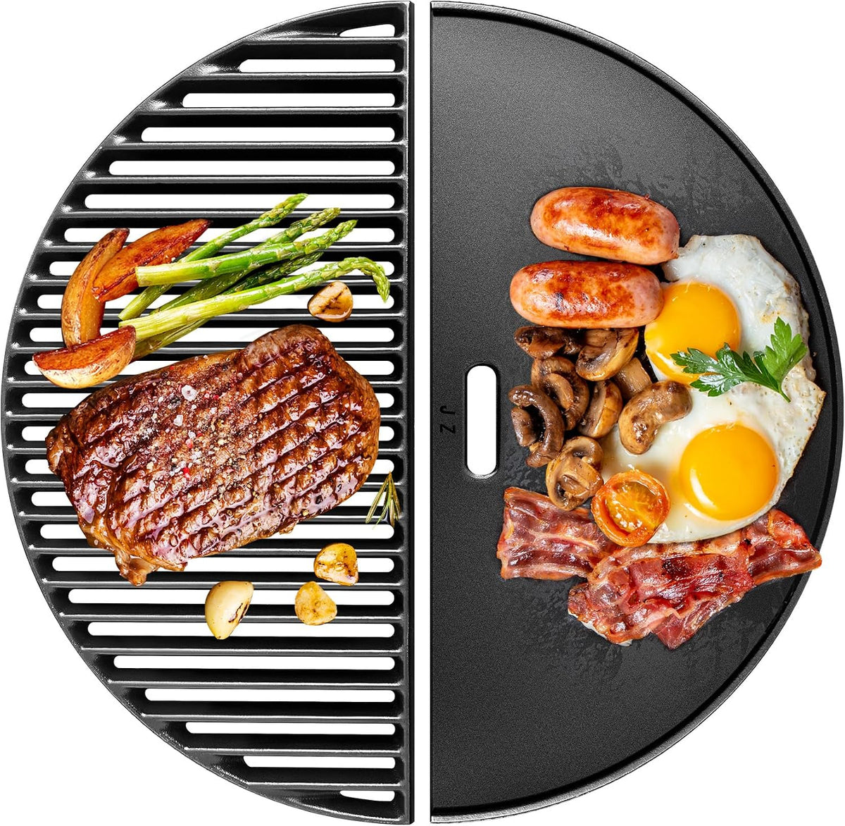 GasSaf Grille de cuisson demi-lune de 45,7 cm pour Kamado Joe Classic I, II, III, grand œuf vert, demi-lune réversible pour Vision Grill B-11N1A1-Y2A