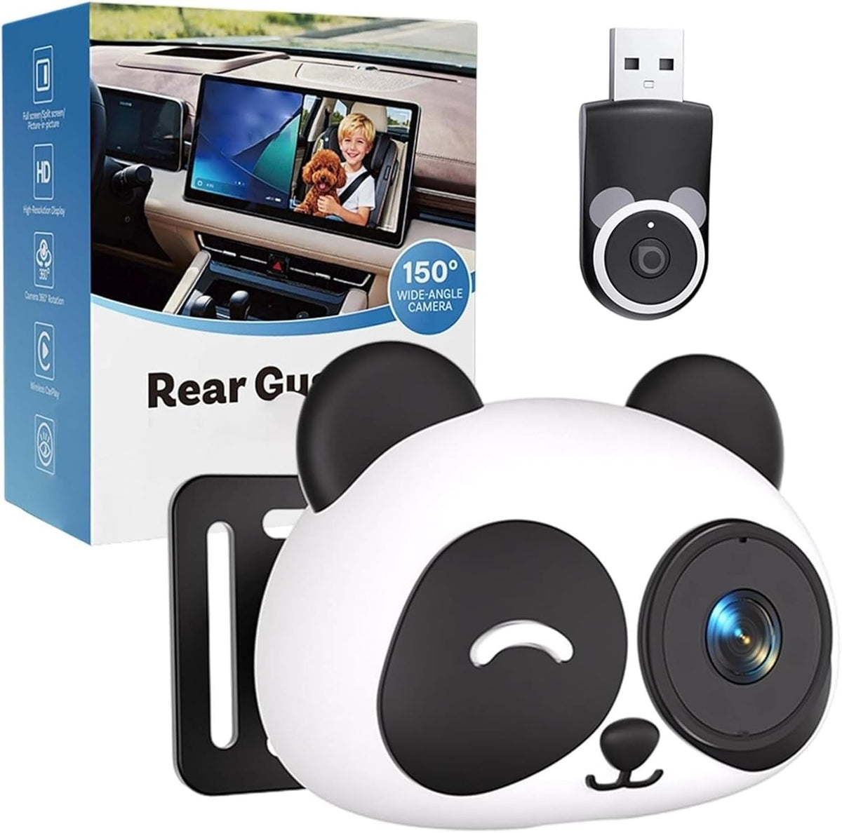 Caméra De Voiture pour Bébé, Moniteur De Siège Arrière sans Fil HD 1080P avec Vision, Objectif Grand Angle 150° Plug and Play À Faible Latence