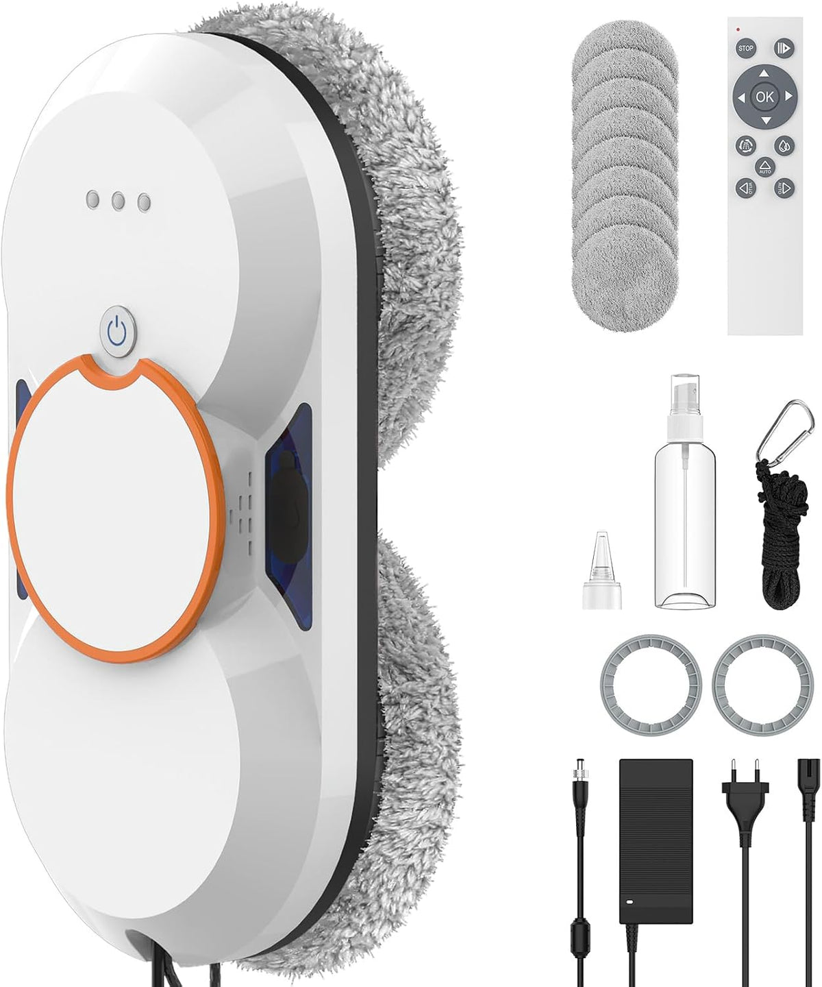 IERAKOR Robot Laveur de Vitre Automatique, 5600Pa Double Jet d'eau, 3 Modes, Navigation Intelligente, Télécommande, Sécurité Antichute
