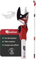 KAMIKAZE Échenilloir Coupe-Branches Télescopique jusqu'à 4 m. Mécanisme de Poulies Réducteur d'Effort. Tête Rotative et Lame en Acier SK5