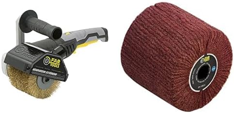 Fartools REX120C Rénovateur extérieur 1300W, Brosse Laiton 120X100MM & 110873 Brosse Fibre synthétique pour rénovateur REX120 Diamètre 120 mm Noir