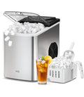 WIE Machine à glaçons, 15 kg de glaçons Ice Maker, 9 cubes en 6 min, Machine à glaçons avec poignée portable, Argent