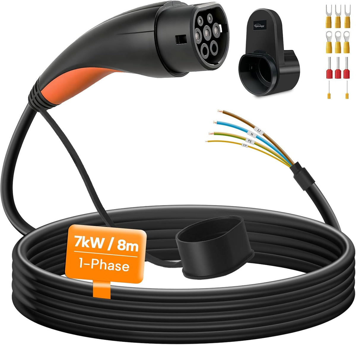 GUWIEYG Câble de Recharge de Type 2 extrémité Ouverte, 7 kW/monophasé/32 A/8 m
