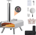 Garvee Four à pizza portable 12' à granulés de bois multifuel, Acier inox argent, poignée supérieure, Pierre à pizza 12', Pelle, sac de transport