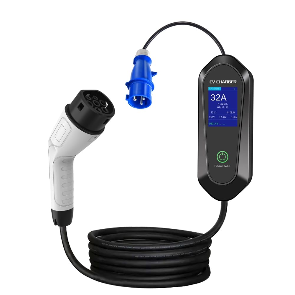 Uxsjakjsd 7KW 32A 1Phase Chargeur de Voiture Électrique Portable EVSE Câble de Charge Contrôle WiFi APP Bluetooth