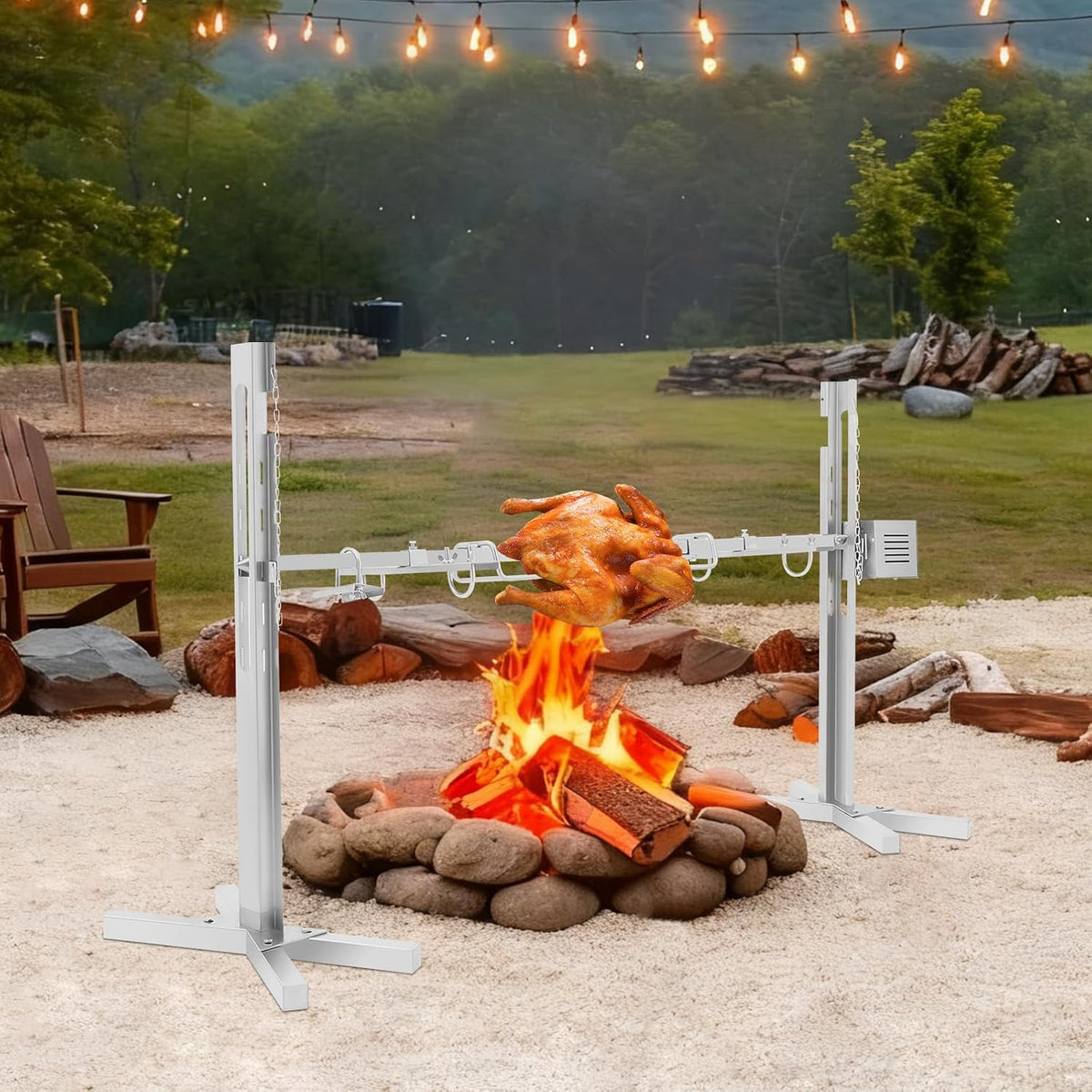 Barbecue à cochon de lait en acier inoxydable avec moteur, réglable en hauteur, tournebroche à 360 °, rôtissoire électrique pour poulet, agneau, porc