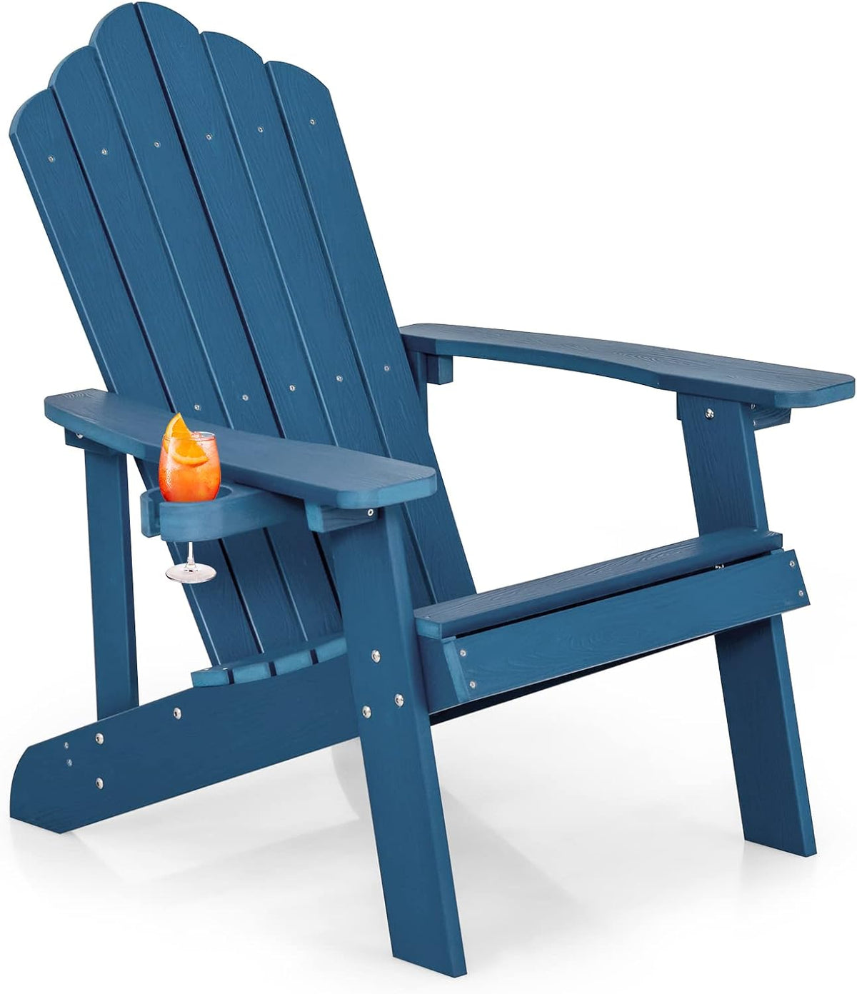 GIANTEX Fauteuil Adirondack en HIPS, Porte-Gobelet Réglable, Dossier Haut, Résistante aux Intempéries, Fauteuil de Jardin Exterieur pour Jardin