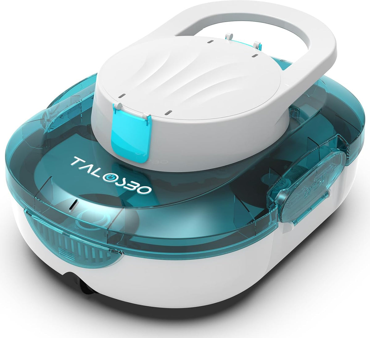 TALOSBO Robot de Piscine Rechargeable, 120 Min de Nettoyage Aspirateur de Piscine Nettoyeur de Piscine Rechargeable, Blanc Bleu
