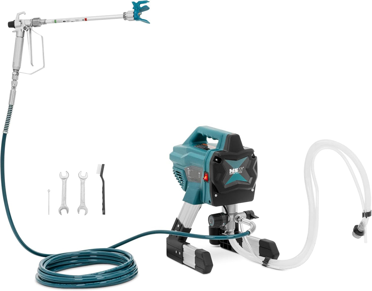 MSW Motor Technics MSW Station de Peinture airless 1,4 l/Min 180 Bar Tuyau 7,5 m Pistolet Peinture airless Machine Peinture