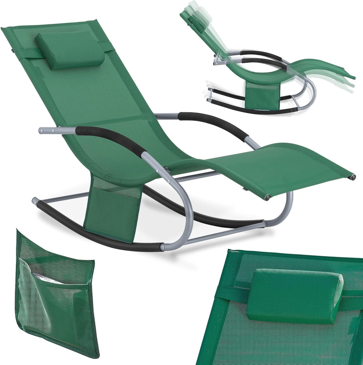 SoBuy Chaise Longue Transat Pliable Jardin Fer, Bain de Soleil Ergonomique à Bascule Relax