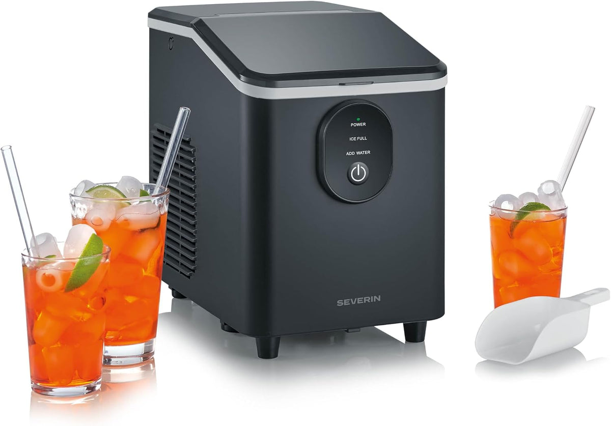 Severin Machine à glaçons - 8 glaçons en juste 8 minutes - Capacité 1,2 L, Facile à utiliser et à nettoyer - Arrêt automatique, Compact, Noir, EZ 7415